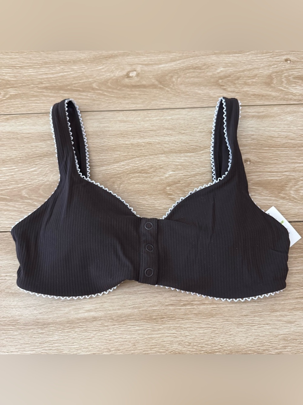 NWT Aerie Offline Brown and Lace Trim Sports Bra Size Medium